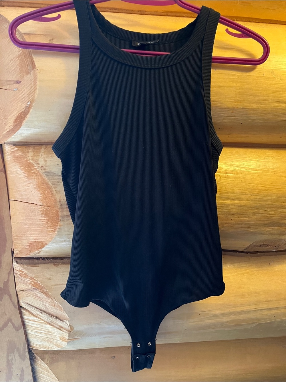 Dynamite Black Ribbed Tank Bodysuit for Kids